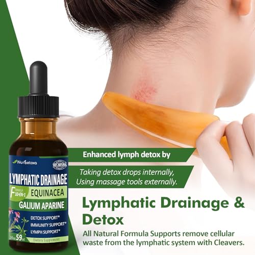 Nurbetoxa lymphatic drops dropper releasing 1 ml for easy dosing and consistent use.