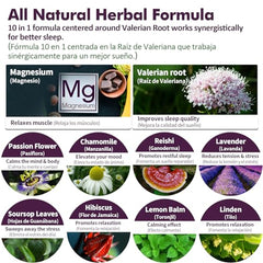 Magnesium citrate, passionflower and herbs illustration