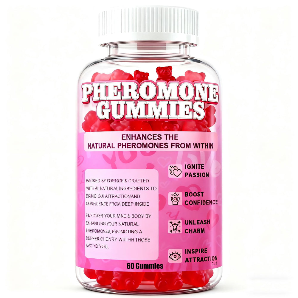 Bottle of Nurri Pheromone Gummies for Women with 60 vegan strawberry-flavored gummies