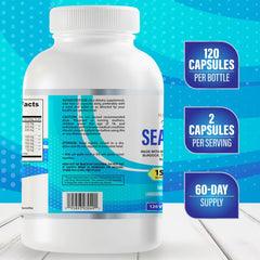 Illustration of Sea Moss, Ashwagandha, Turmeric, Burdock, Bladderwrack and BioPerine