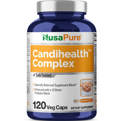 Front view of NusaPure CandiHealth Complex bottle