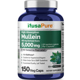 Bottle of NusaPure Mullein Leaf Capsules 150-count with 10:1 extract