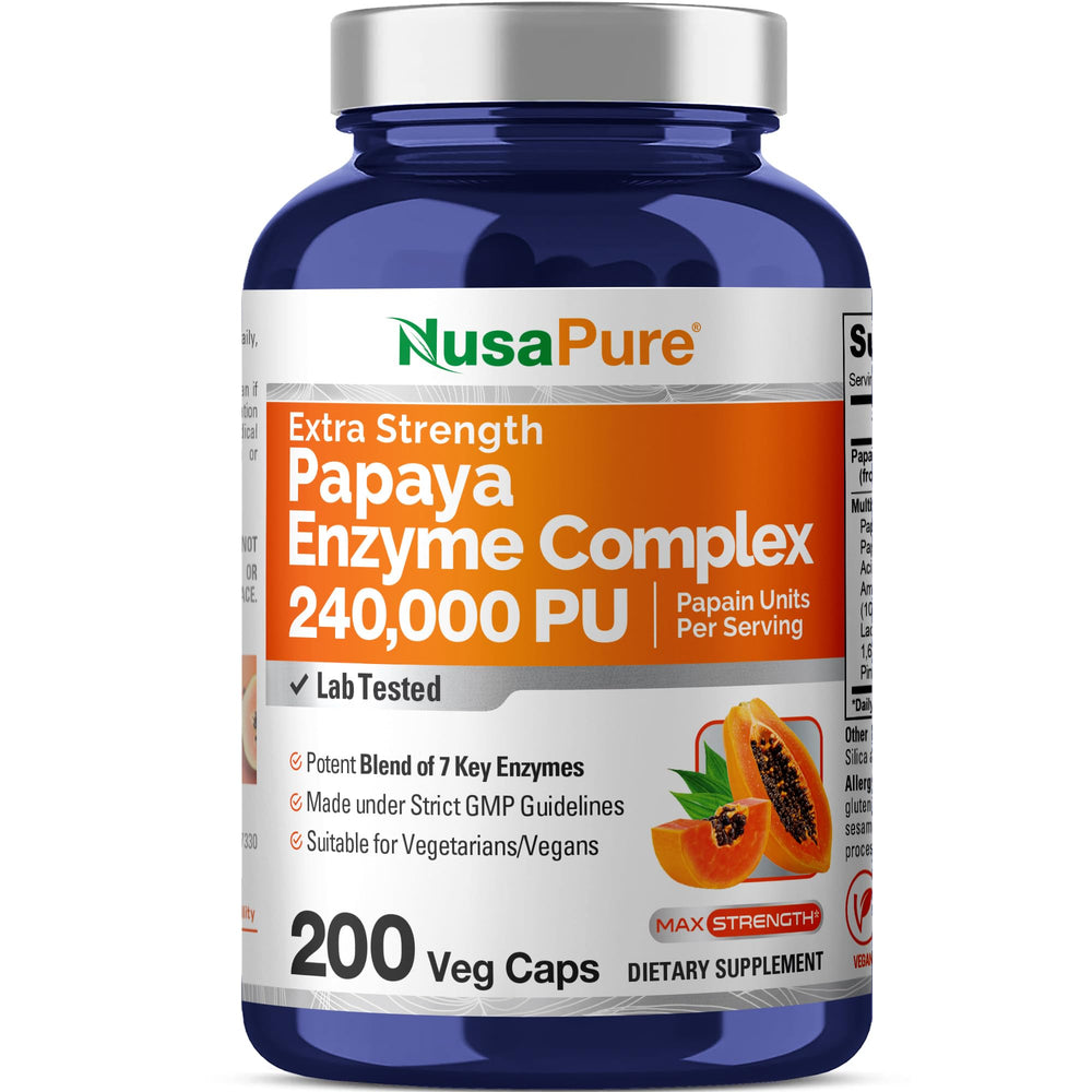 NusaPure Papaya Papain Enzyme Complex bottle front view