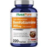 NusaPure Benfotiamine 300mg Veggie Caps bottle front view