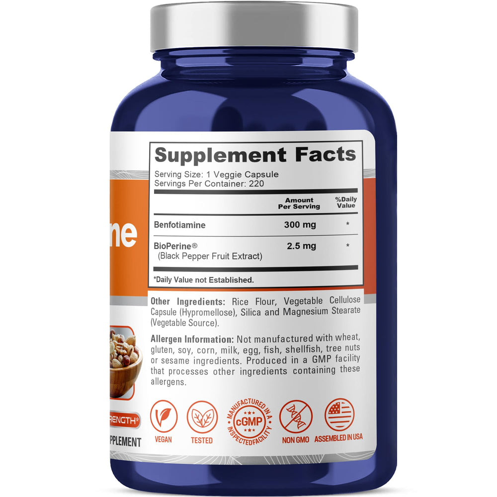 Close-up of Benfotiamine 300mg veggie capsule