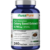 NusaPure Celery Seed Capsules bottle with 10:1 extract and 375 mg equivalent per serving
