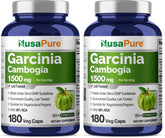 NusaPure Garcinia Cambogia 180 veggie capsules bottle with pack 2 front view