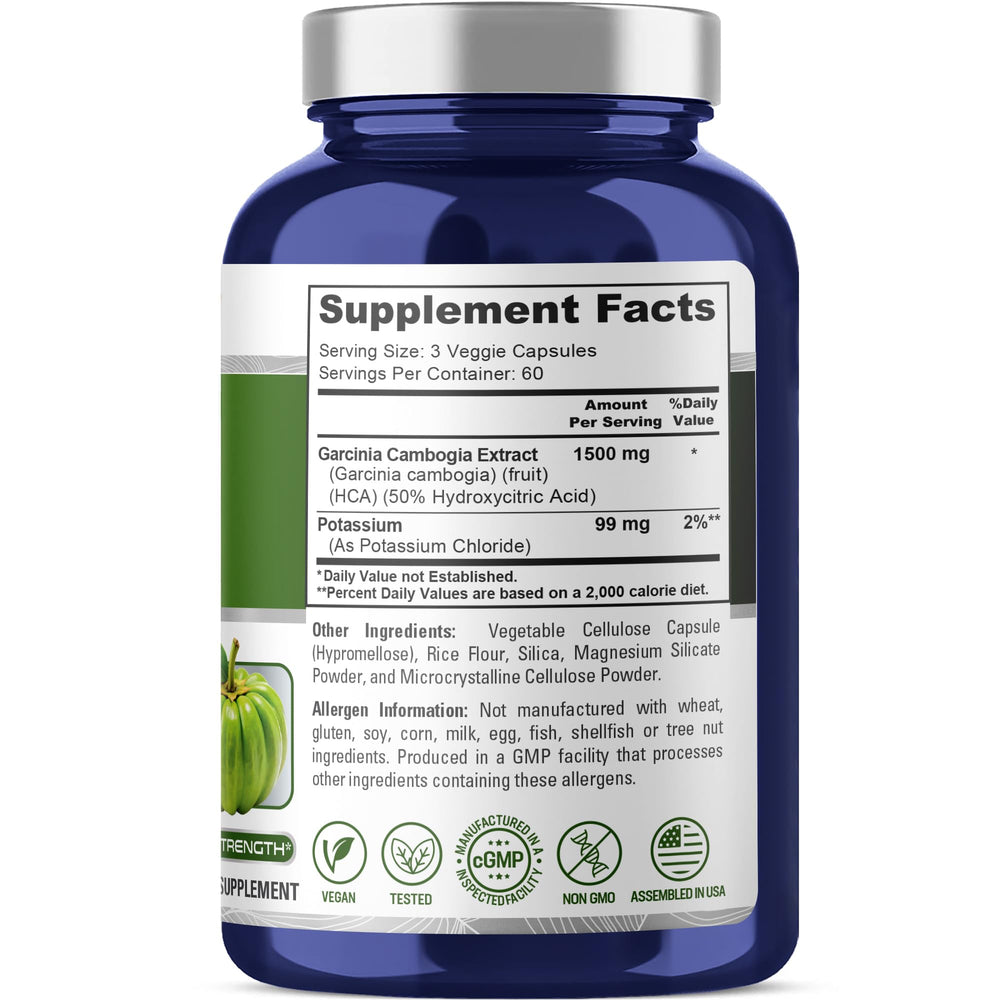 NusaPure Garcinia Cambogia ingredients label close-up for transparent, informed choices