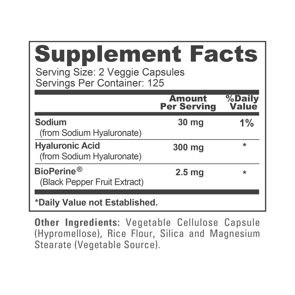 Bottle label highlighting 300mg per serving and Bioperine
