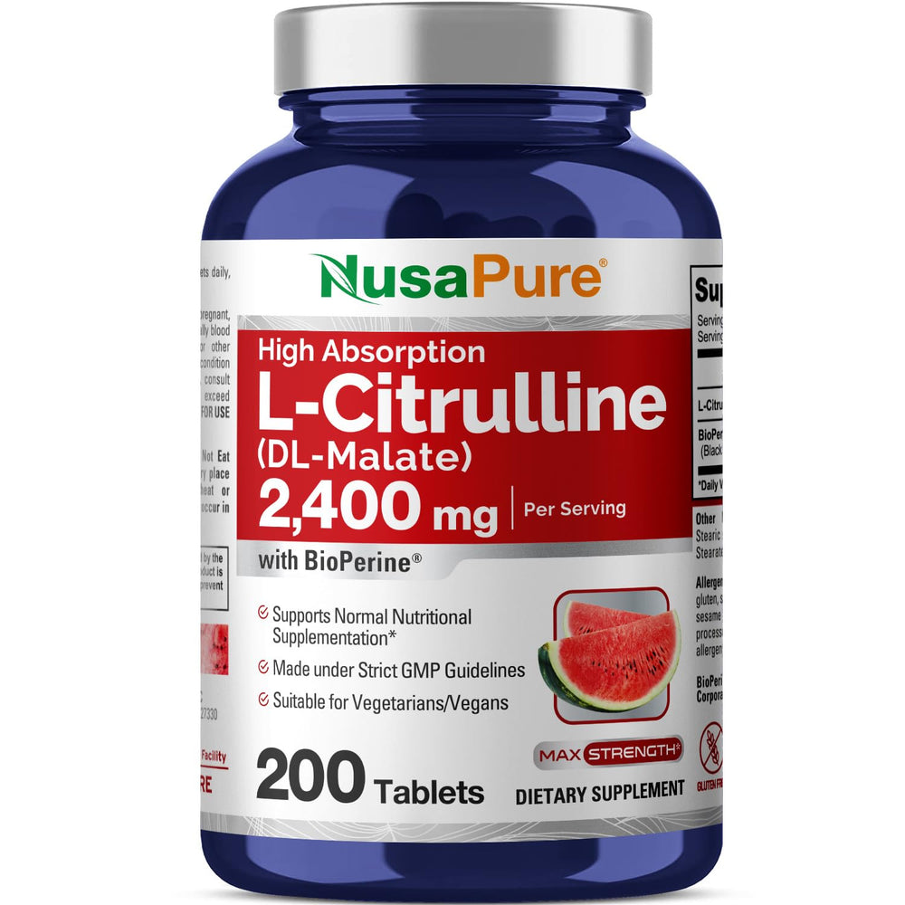 NusaPure L-Citrulline 2400mg 200 vegetarian tablets bottle