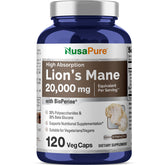 NusaPure Lions Mane 20:1 extract bottle with 20000 mg equivalent