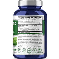 Close-up of Oregano Oil Extract 20000mg label