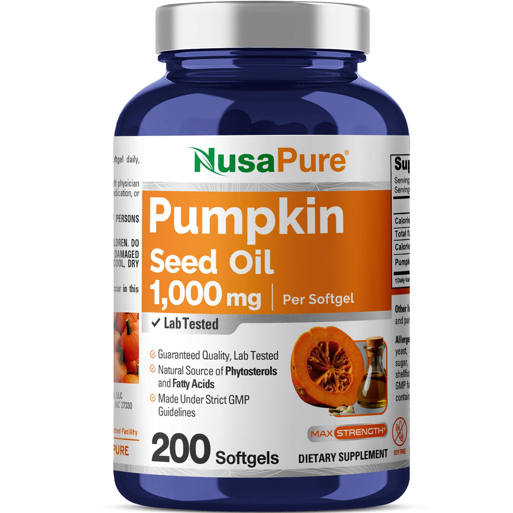 NusaPure Pumpkin Seed Oil 1000mg bottle with 200 softgels