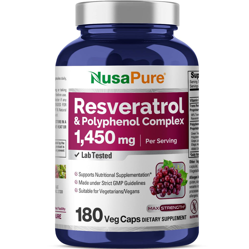 NusaPure Resveratrol & Polyphenol Complex bottle label