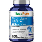Front view of NusaPure Strontium 680 mg 200 Vegetarian Caps bottle