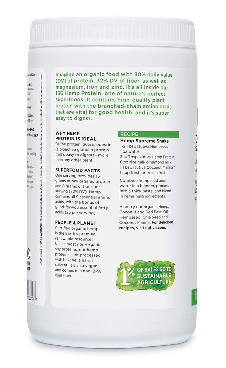 Nutiva hemp protein bag on white background