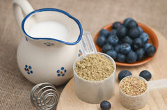 Close-up of 66% edestin content on Nutiva hemp protein