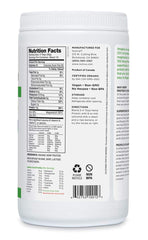 Nutrition label showing 15 g protein and 8 g fiber per serving