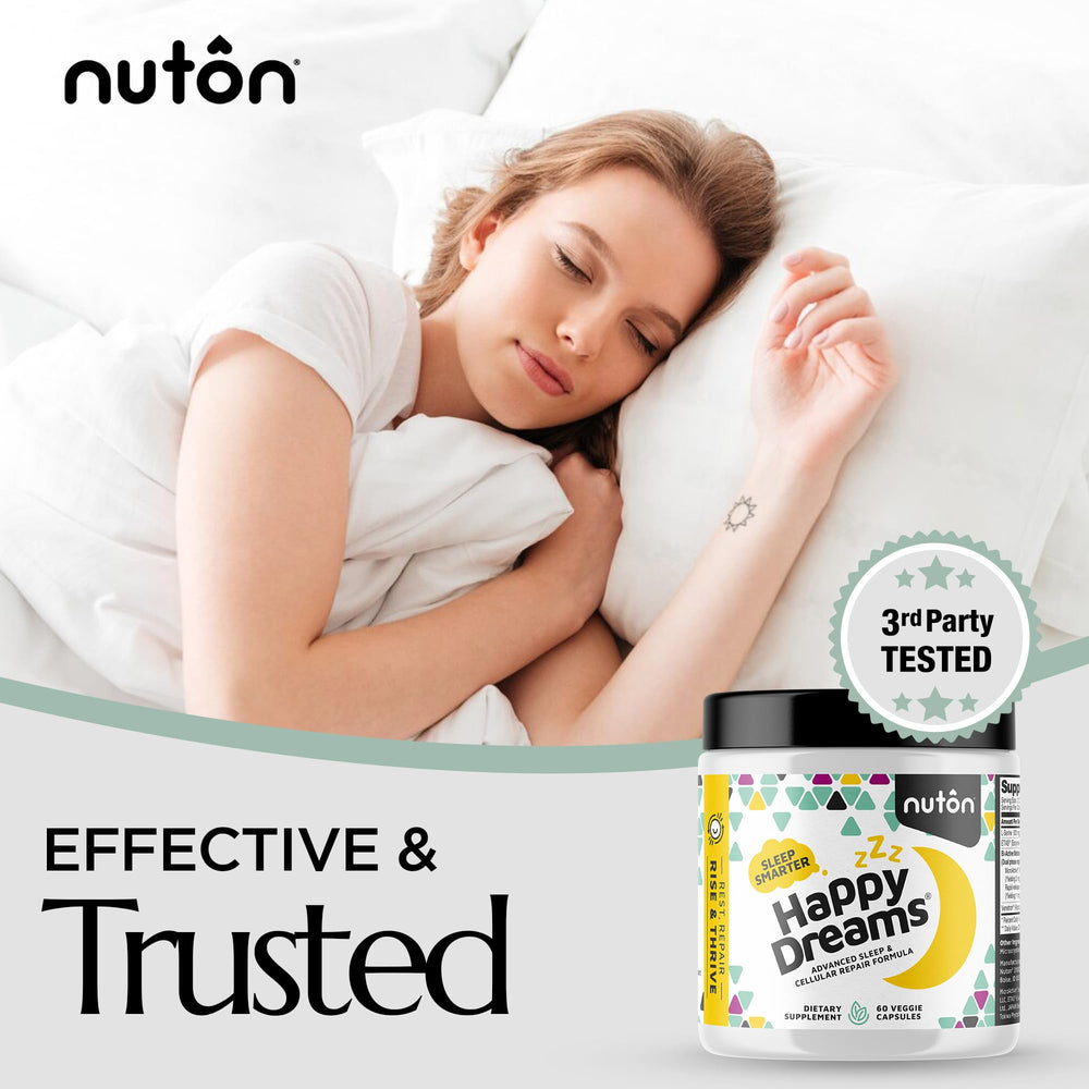 Nuton Happy Dreams packaging showing 60 capsules