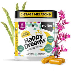 Nuton Happy Dreams bottle and 60 veggie capsules