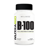 NutraBio B-100 B Vitamin Complex bottle with 90 veggie capsules
