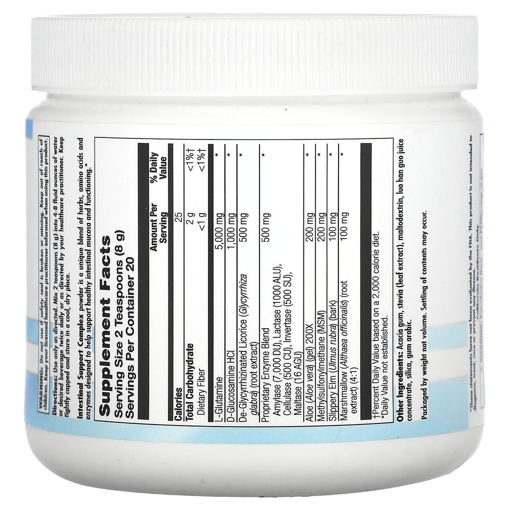 Glass of prepared GI health drink with L-glutamine and herbal blend