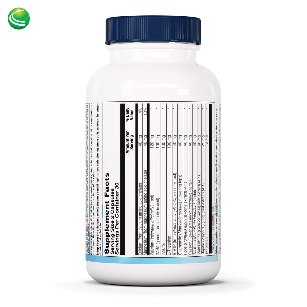 Close-up of Nutra Biogenesis Sleep Factors bottle label