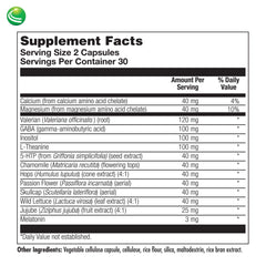 Valerian root, GABA, and L-Theanine components for sleep support