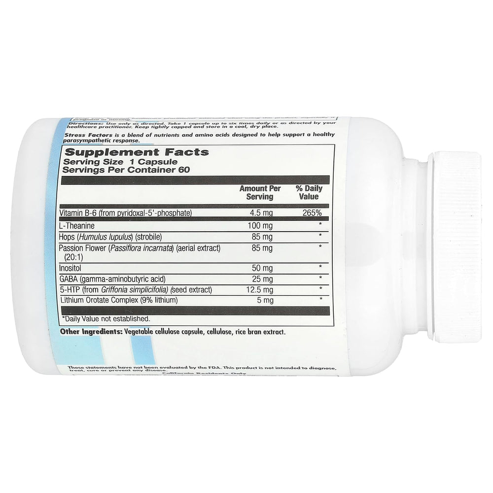 Close-up of Nutra Biogenesis Stress Factors capsules (60 Veggie Capsules)