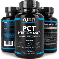 Nutra Simple PCT chrysin-powder closeup suggesting natural balance support during cycles.