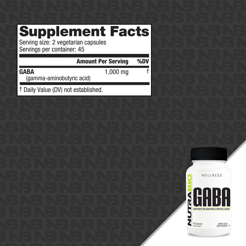 Close-up of NutraBio GABA 500mg capsules