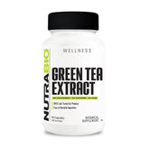 NutraBio Green Tea Extract bottle label showing 500mg and 90 capsules