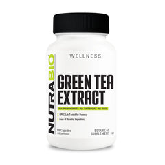 NutraBio Green Tea Extract bottle label showing 500mg and 90 capsules
