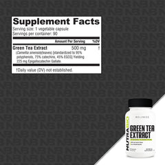 Close-up of NutraBio Green Tea Extract capsules