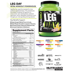 NutraBio Leg Day Intra packaging communicates clear nutrition and performance potential.