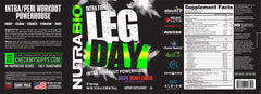 NutraBio Leg Day Intra scoop highlights fast-digesting carbs fueling longer sessions.