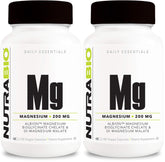 NutraBio Magnesium supplement two-pack bottle with 120 vegetarian capsules per bottle