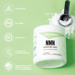 NutraBio NMN bottle in accents illustrates premium NAD+ support.