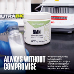 NutraBio NMN ingredients nearby suggests clean formula and transparency.