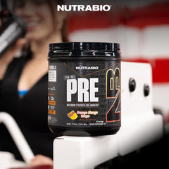 NutraBio STIM-Free PRE label close-up highlights transparent formula and no blends