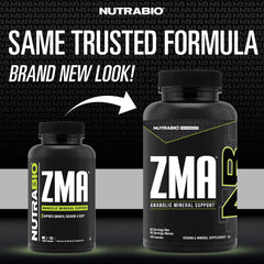 NutraBio ZMA bottle - back label with zinc, magnesium, and B6 information