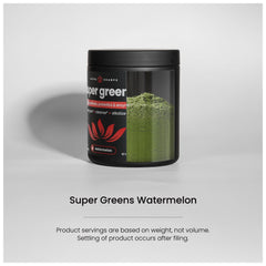 Nutrition facts label on NutraChamps Super Greens powder