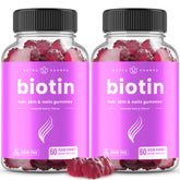 Front view of NutraChamps Sugar Free Biotin Gummies Raspberry 2-pack with raspberry flavor