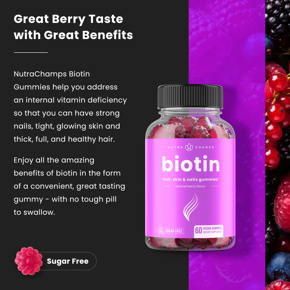 Lab-tested, allergen-free biotin gummies for hair, skin and nails