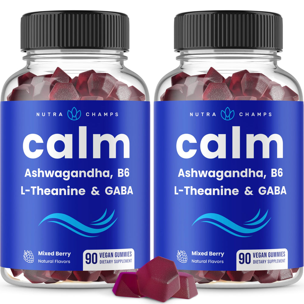 NutraChamps Calm Gummies bottle shown as hero image