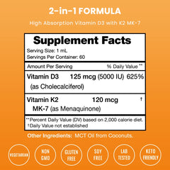 Close-up of NutraChamps D3 K2 Drops label