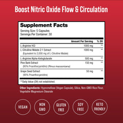 NutraChamps Nitric Oxide supplement ingredients label — premium boosters