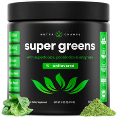 NutraChamps Super Greens Powder 9.0 oz unflavored container