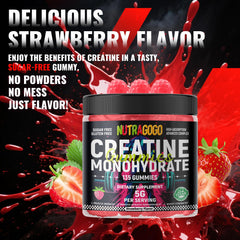 Ingredients list on NUTRAGOGO Creatine Monohydrate Gummies bottle