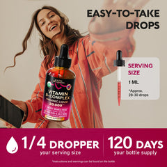 NutraHarmony B Complex Drops glass bottle with cap emphasizes safety and purity.